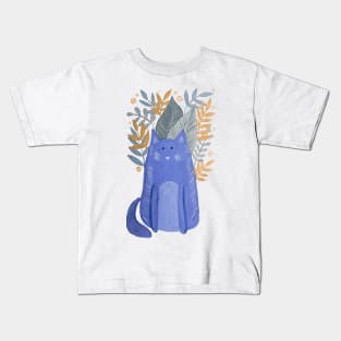 Cat and foliage - pastel autumn Kids T-Shirt